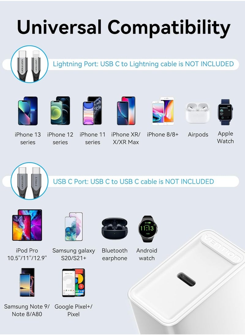 VENTION Vention 1-port USB-C Wall Charger(20W) UK-Plug White  - Image 5