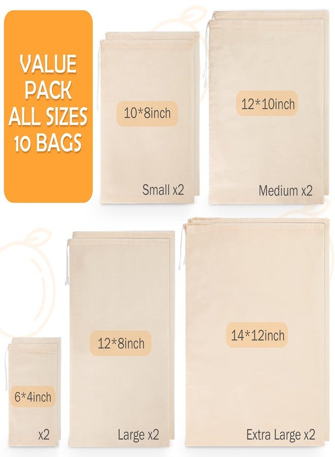 Chielor 10 Pack Nut Milk Bag, Multi-size Fine Mesh Grade Reusable Cheesecloth Bags Strainers, Unbleached Organic Cotton Filter Bags for Almond Milk, Juices, ColdBrew, Cheese, Tea, Yogurt, Coffee - Image 2