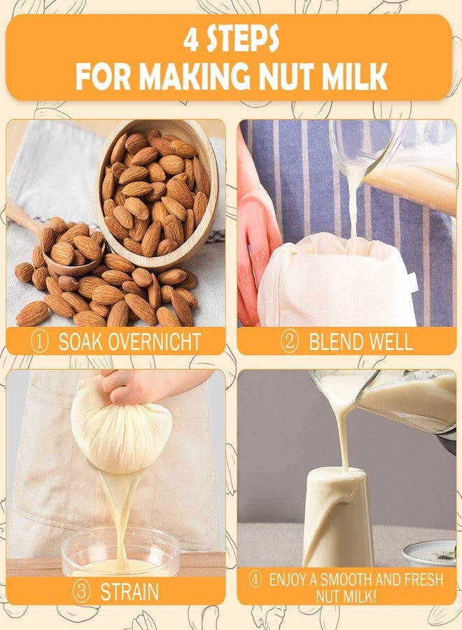 Chielor 10 Pack Nut Milk Bag, Multi-size Fine Mesh Grade Reusable Cheesecloth Bags Strainers, Unbleached Organic Cotton Filter Bags for Almond Milk, Juices, ColdBrew, Cheese, Tea, Yogurt, Coffee - Image 5