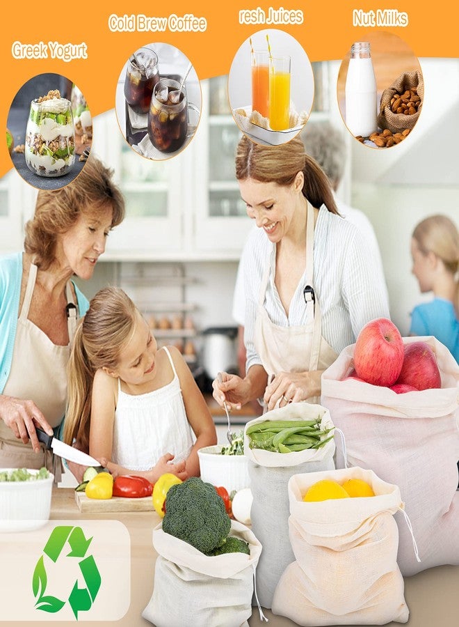 Chielor 10 Pack Nut Milk Bag, Multi-size Fine Mesh Grade Reusable Cheesecloth Bags Strainers, Unbleached Organic Cotton Filter Bags for Almond Milk, Juices, ColdBrew, Cheese, Tea, Yogurt, Coffee - Image 3