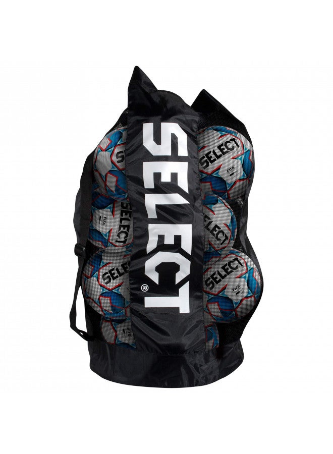 حقيبة كرة دفل (تحتوي على 12 كرة قدم بحجم 5)، سوداء