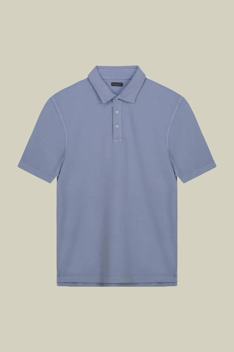 Doppelganger Blue Men's short-sleeved polo shirt in cotton pique - LT Sky for Men | Best Price UAE