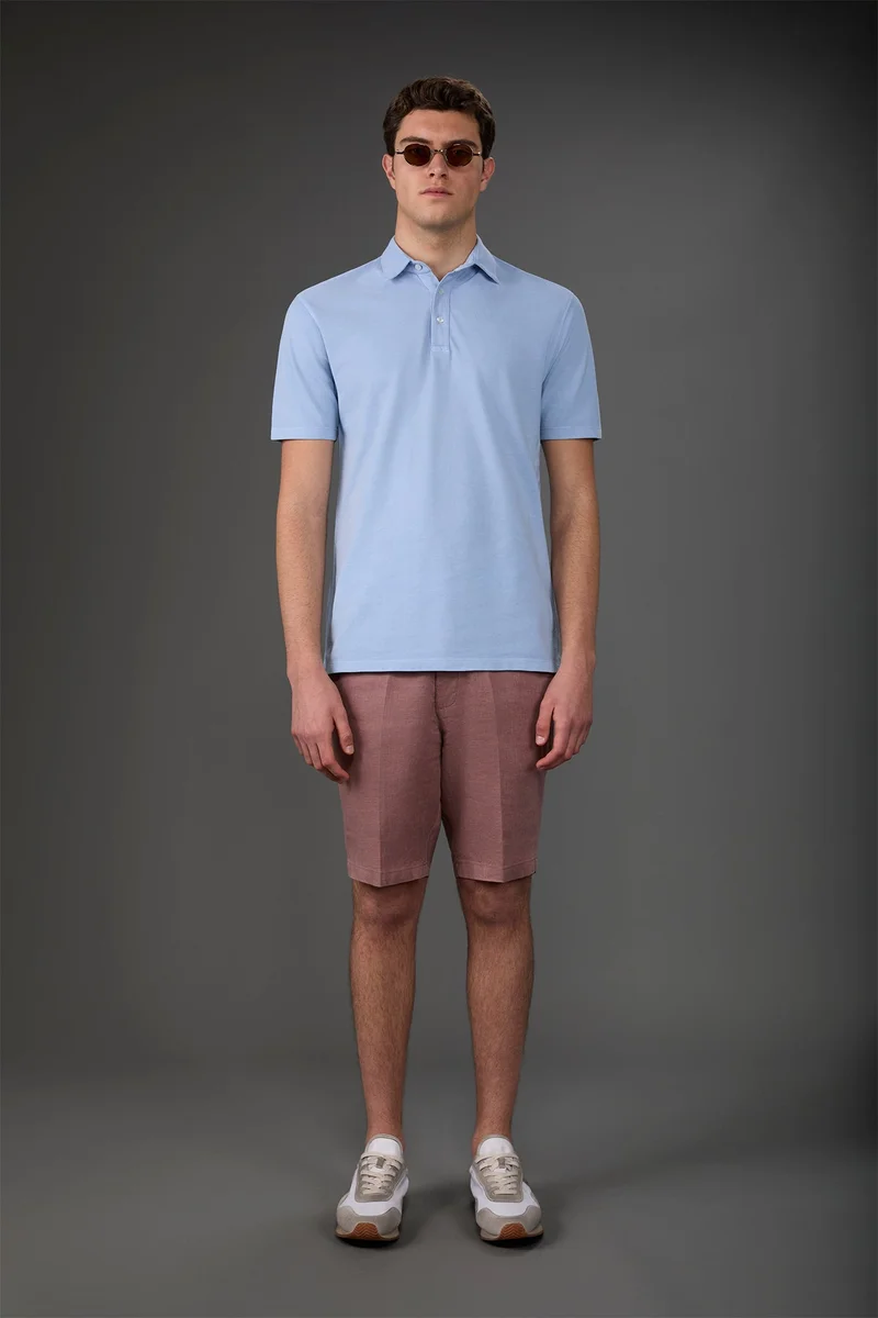 Doppelganger Blue Men's short-sleeved polo shirt in cotton pique - LT Sky for Men | Best Price UAE