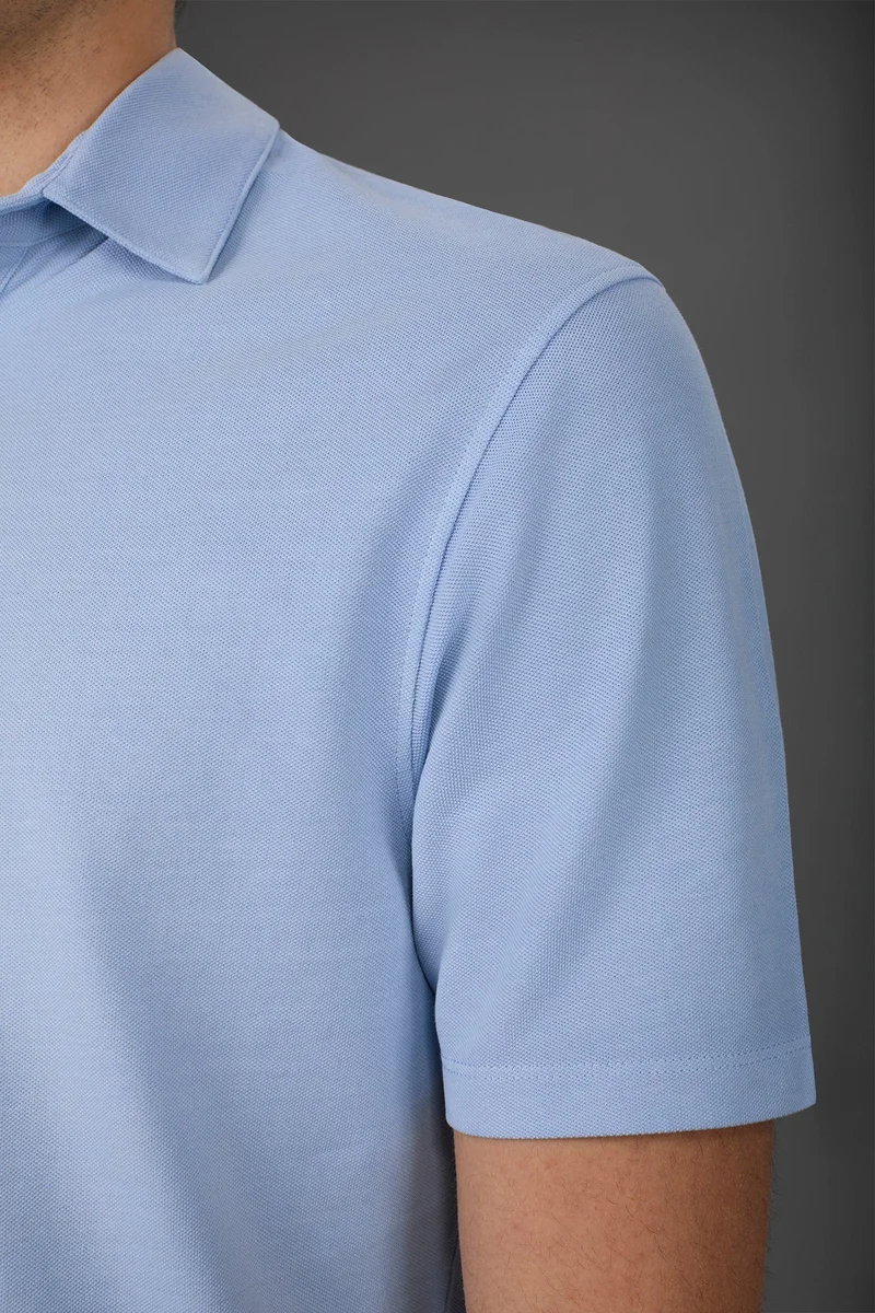 Doppelganger Blue Men's short-sleeved polo shirt in cotton pique - LT Sky for Men | Best Price UAE