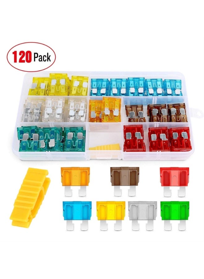 Generic 120 Piece Standard Blade Fuses 5A/7.5A/10A/15A/20A/25A/30A Assortment Pack with 10-Pack 14AWG In-Line Fuse Holders (120 Pieces)  - Image 3