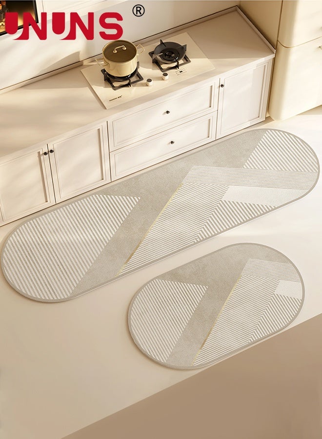 UNUNS 2PCS Absorbent Bath Mat Rug Sets,Quick Drying Mat Silicone Magic Bath Mat Non-slip Floor Rug Rubber Backed For Bathroom Kitchen Shower Sink (40x120+40x60cm,Gray) - Image 1