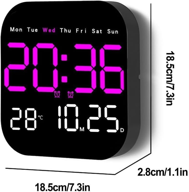 Astrometric 15-Inch Digital Wall Clock with Large LED Display – Remote Control, Auto-Dimming, Night Light, Date, Day, Temperature, DST Function – Ideal for Living Room, Bedroom (Square 9" Pink) - Image 2
