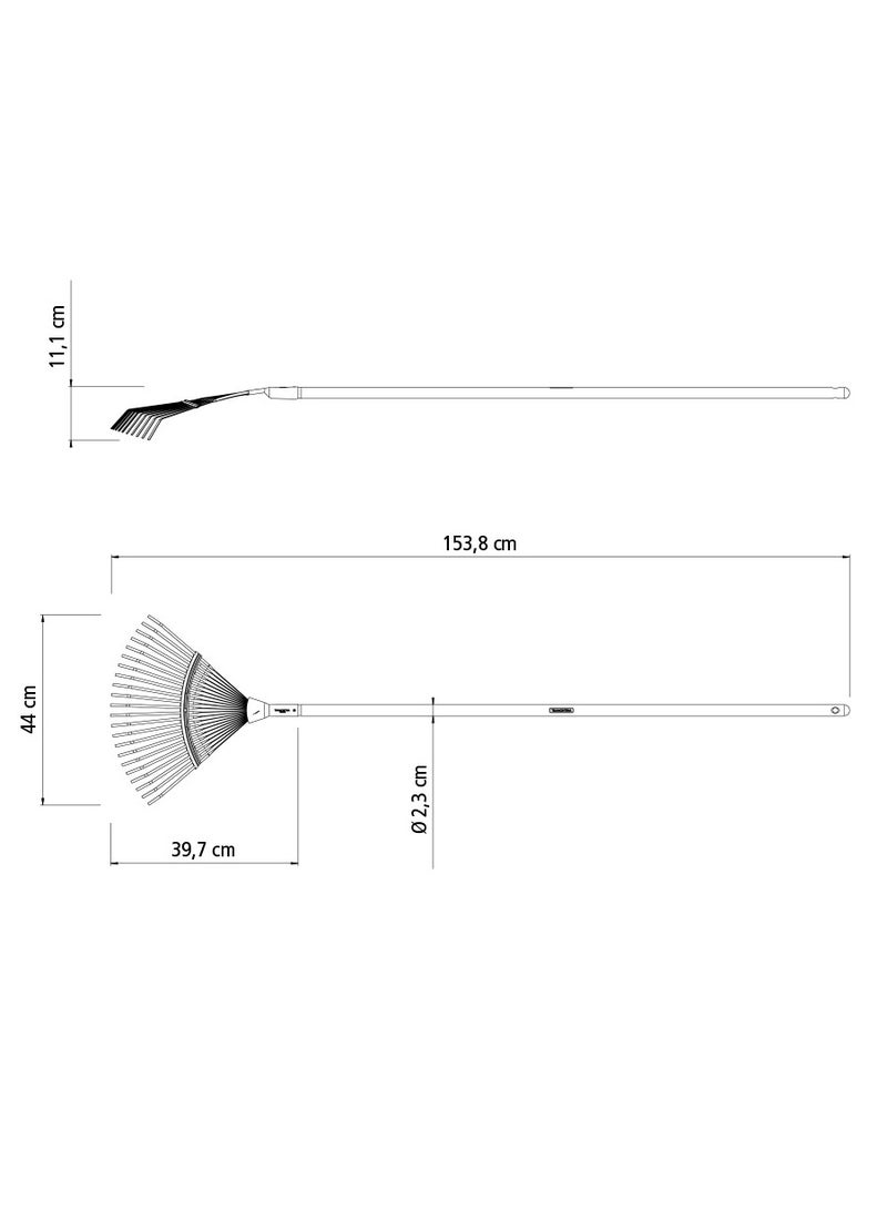 TRAMONTINA مجرفة أوراق معدنية ثابتة مع 22 سن مسطح وسلك خشبي بطول 120 سم - Image 3