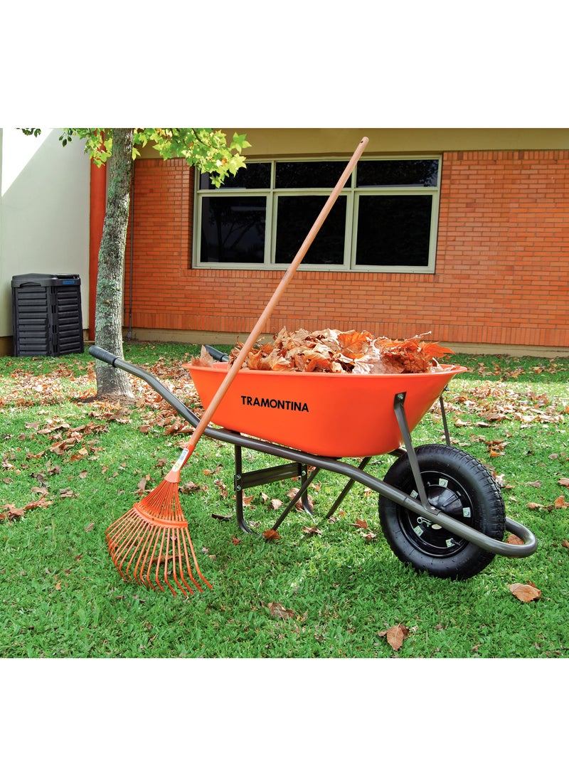 TRAMONTINA مجرفة أوراق معدنية ثابتة مع 22 سن مسطح وسلك خشبي بطول 120 سم - Image 2