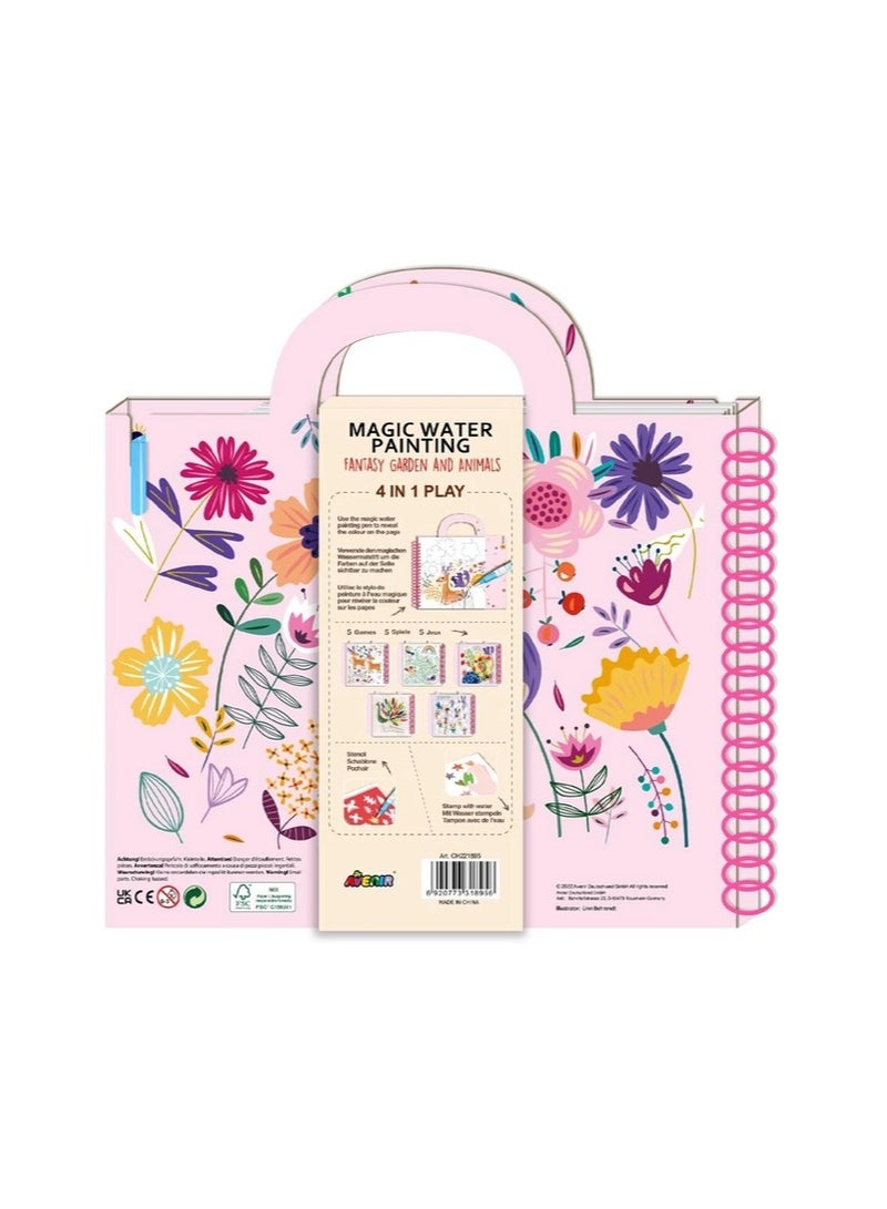 Avenir Magic Water Painting – Fantasy Garden | Mess-Free Reusable Coloring Book with Water Pen and Stickers | Hours of Creative Fun and Learning for Kids 3+ - Image 2