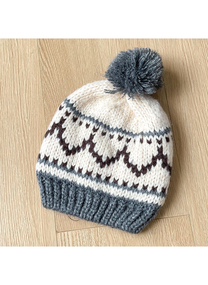 Generic Childrens New Cable Knit Wool Cap Boys Girls Fall Winter Fashionable Versatile Warm Windproof Ear Protection Pullover Hat Gray  - Image 1