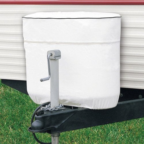 Classic Accessories Over Drive RV Tank Cover, Double 20/5 Gallon Tanks, White, Heavy-Duty Fabric, Zippered Access, Elasticized Hem - Image 1
