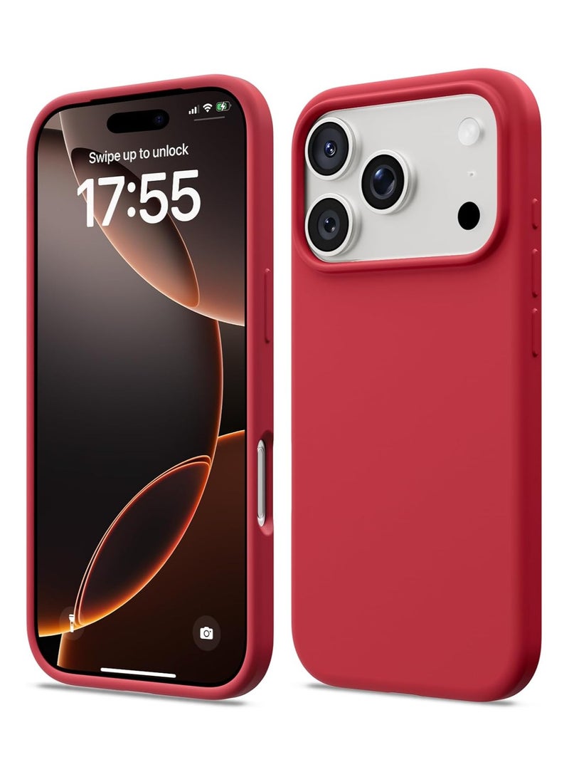 Denx Silicone Case Compatible with iPhone 17 Pro Max, Slim Liquid Silicone Phone Case with 3-Layer Soft Rubber Shockproof Bumper with TPU Lining (Red) - Image 1
