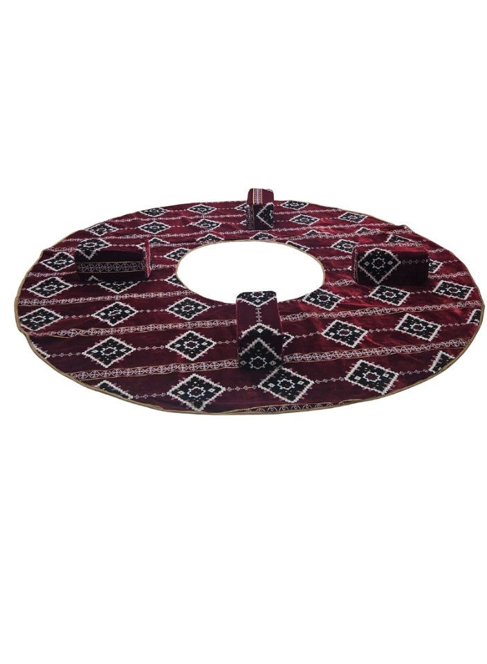 SMART HOME A 6-piece heritage ground seating set suitable for travel, camping, and gardening. The set includes a large round mattress with double padding, a bag, and four bolsters with the bag. The seat features beautiful patterns, double stitching, 20mm padding, and a waterproof Tanzanian underlay fabric. The heavy-duty seating set is made of 8mm and 1mm square tubes. The luxurious set matches the picture. Mattress size is 300x300 cm and the bolster size is 25x50 cm - Image 2