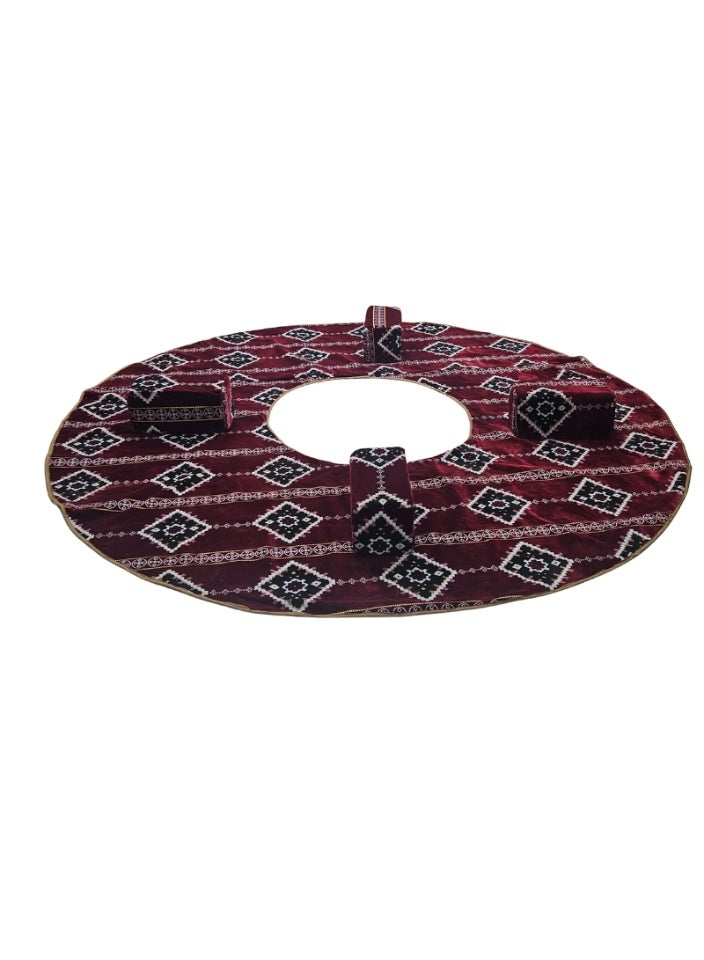 SMART HOME A 6-piece heritage ground seating set suitable for travel, camping, and gardening. The set includes a large round mattress with double padding, a bag, and four bolsters with the bag. The seat features beautiful patterns, double stitching, 20mm padding, and a waterproof Tanzanian underlay fabric. The heavy-duty seating set is made of 8mm and 1mm square tubes. The luxurious set matches the picture. Mattress size is 300x300 cm and the bolster size is 25x50 cm - Image 3