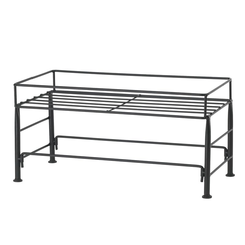 PetRageous 81031 Tobys Set The Table Steel Frame Dog Feeder 7Inch Tall by 18Inch Long and 85Inch Wide Holds Two 8Inch Diameter Bowls for Medium Dogs And Cats Black