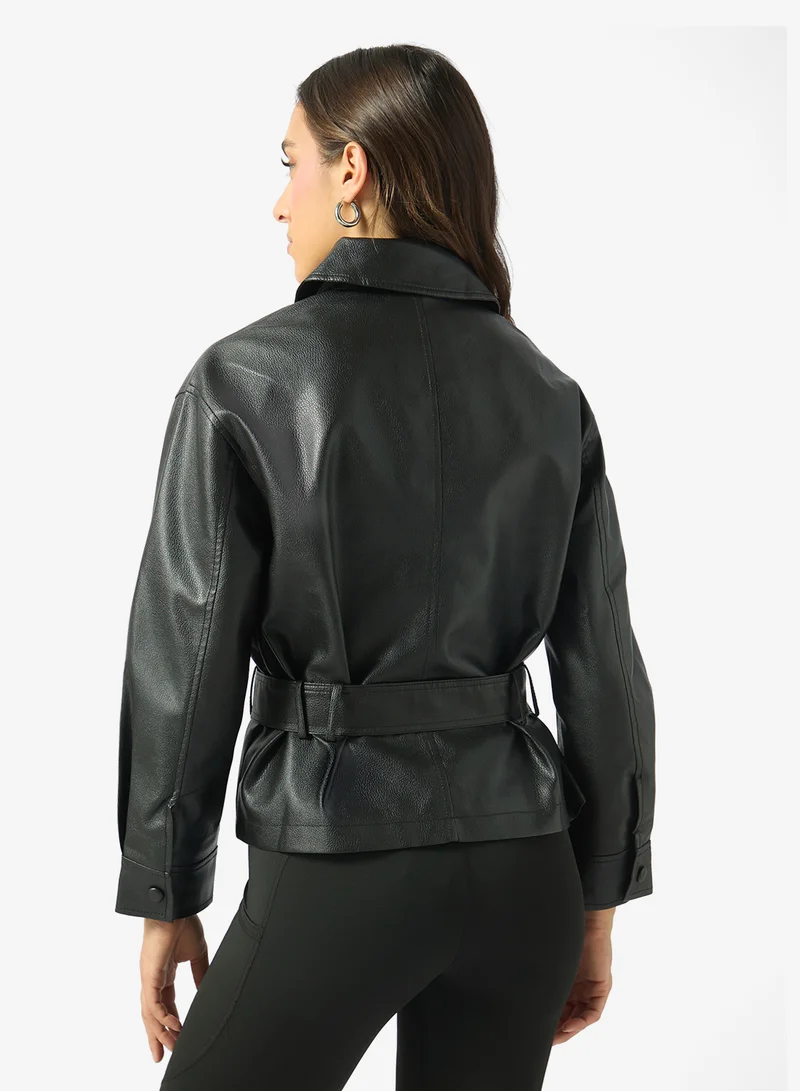 Ginger  Oversize PU Button Down Jacket for Women | Best Price UAE
