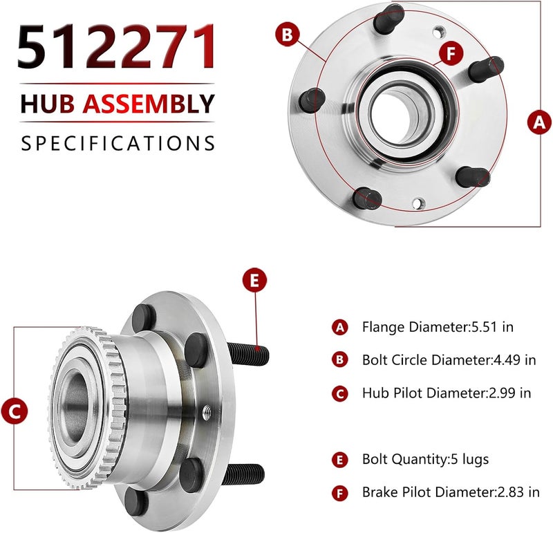 JLEO 512271 FWD Rear Wheel Hub Bearing for Ford Fusion, Mazda 6, Lincoln Zephyr, MKZ, and Mercury Milan - Image 3