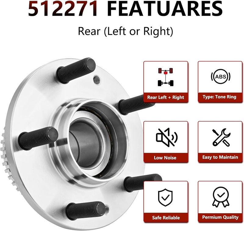 JLEO 512271 FWD Rear Wheel Hub Bearing for Ford Fusion, Mazda 6, Lincoln Zephyr, MKZ, and Mercury Milan - Image 4