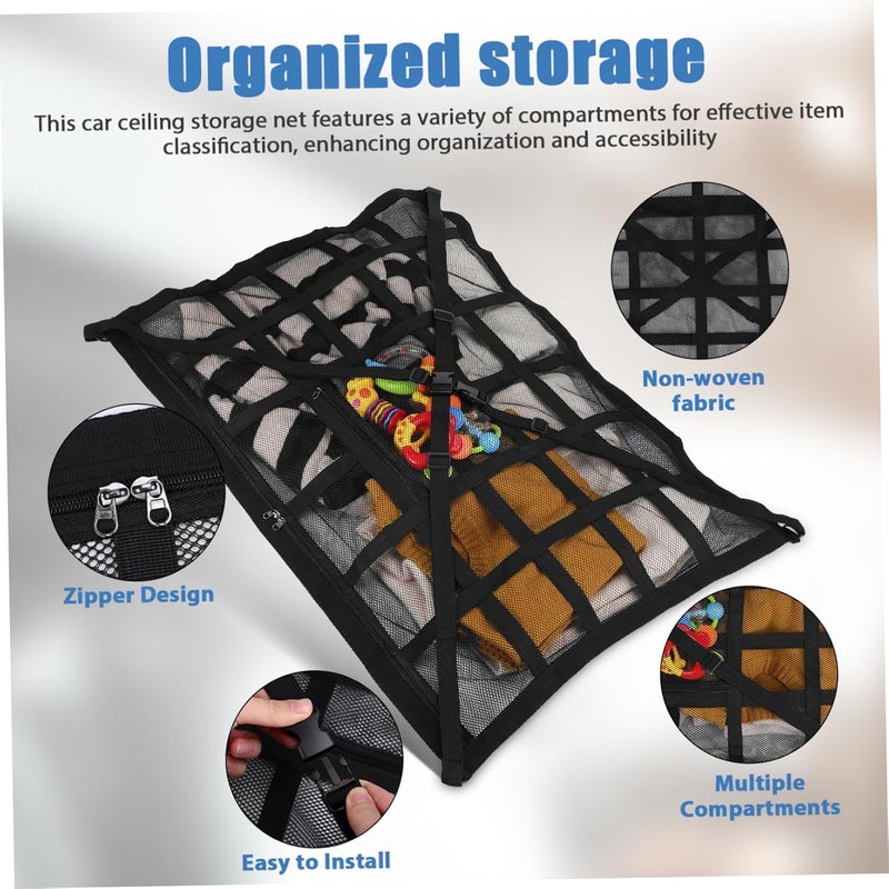 MAGICLULU Car Ceiling Cargo Net Compartment Vehicle Storage Organizer for Cars Trucks Rvs Easy Install Modern Design Multi-Functional Capacity Organize Essentials - Image 3