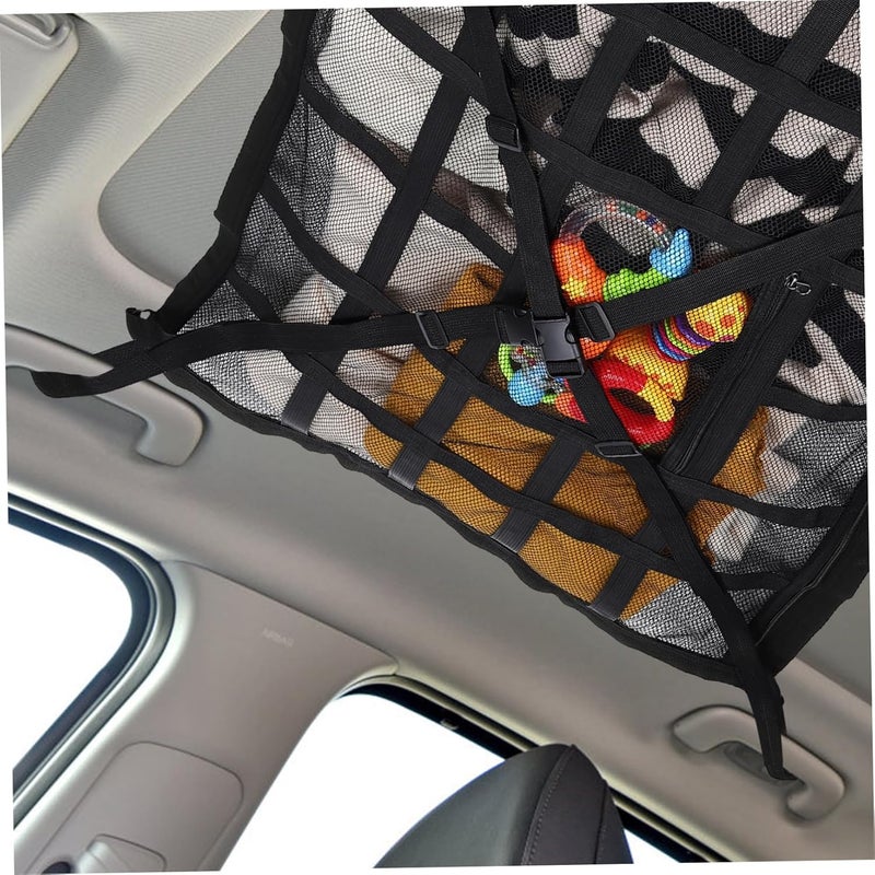 MAGICLULU Car Ceiling Cargo Net Compartment Vehicle Storage Organizer for Cars Trucks Rvs Easy Install Modern Design Multi-Functional Capacity Organize Essentials - Image 5