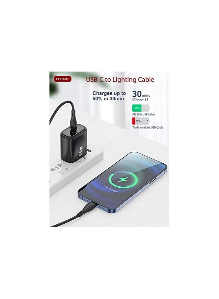 PEGANT Lightning Cable for iPhone 1M USB C to Lightning Fast Charging TPE Liquid Silicone 20W PD Charge for iPhone 13 Pro/13 Pro Max/13/13 mini ipad 9 12 mini/12/12 (1M Black) - Image 3