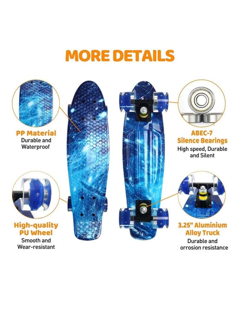 LEDIN - Skateboard for Kids,Skateboards for Girls Longboard Skateboards 22'' Mini Cruiser Skateboards with LED Wheels,Kids Skateboards or Beginners Girls Boys Teens Youths - Image 1