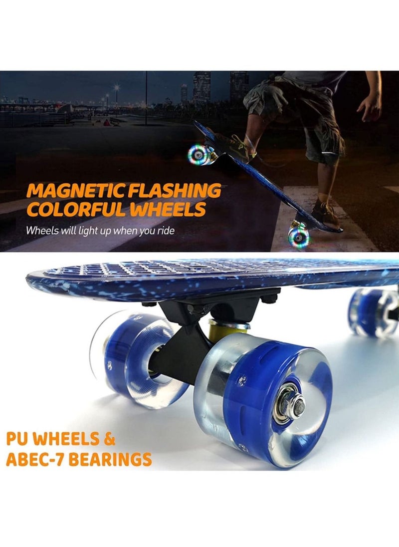 LEDIN - Skateboard for Kids,Skateboards for Girls Longboard Skateboards 22'' Mini Cruiser Skateboards with LED Wheels,Kids Skateboards or Beginners Girls Boys Teens Youths - Image 1