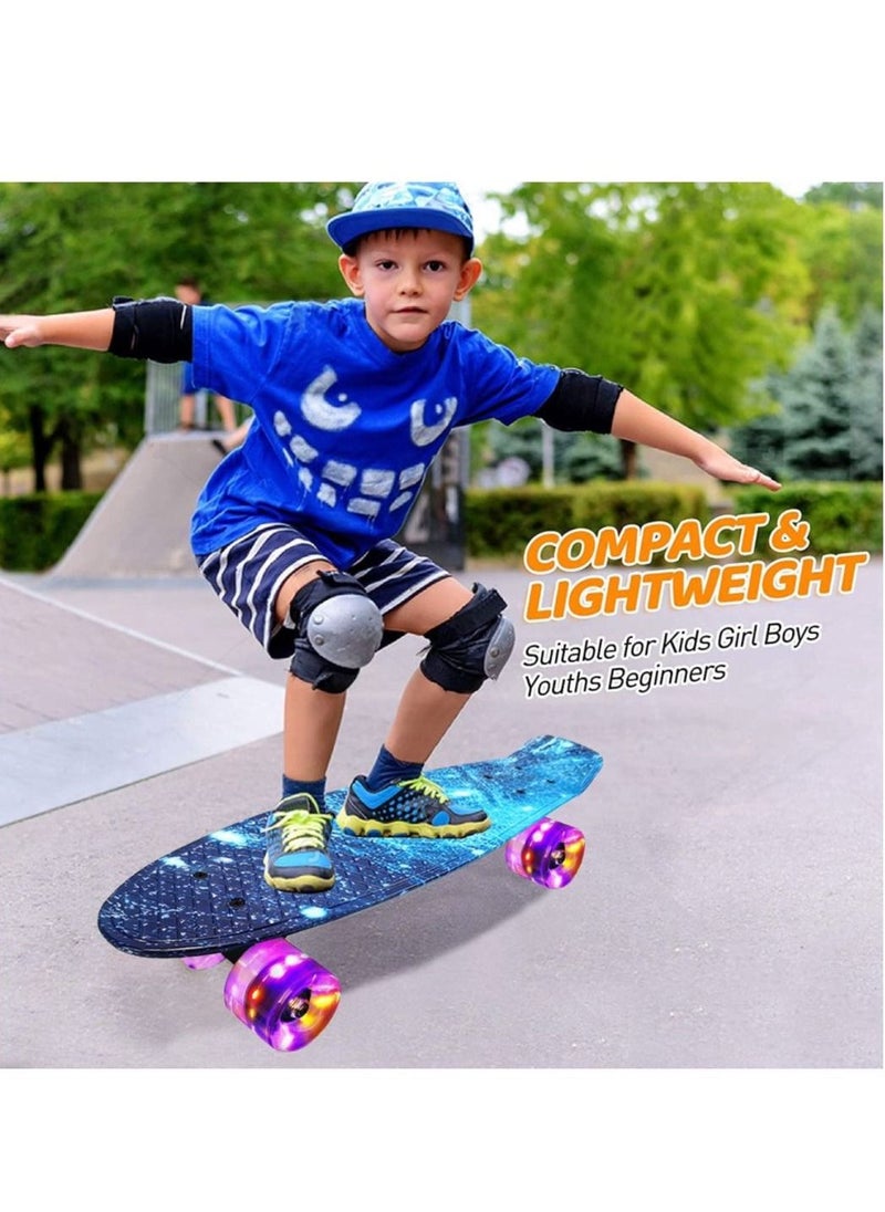 LEDIN - Skateboard for Kids,Skateboards for Girls Longboard Skateboards 22'' Mini Cruiser Skateboards with LED Wheels,Kids Skateboards or Beginners Girls Boys Teens Youths - Image 1