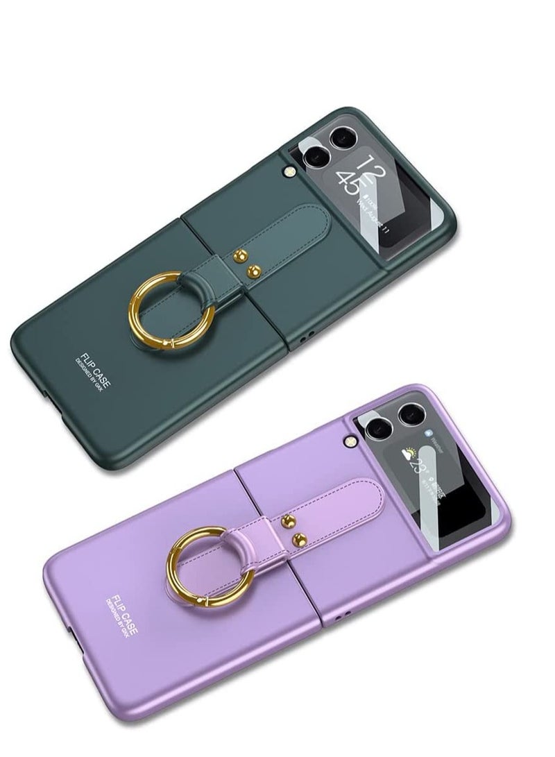 SYOSI for Samsung Galaxy Z Flip 3 Case Ultra Thin Matte PC Protective Cover with Ring，Hybrid 9H Glass All-Inclusive Camera Lens Protector Case for Samsung Galaxy Z Flip 3 5G (Green)  - Image 5