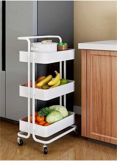 BLOOMING TIME 3 Tier Rolling Utility Organizer Rack Craft Art Cart Multi-Purpose Organizer Shelf for Office Bathroom Kitchen Laundry Room White  - Image 2