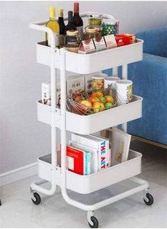 BLOOMING TIME 3 Tier Rolling Utility Organizer Rack Craft Art Cart Multi-Purpose Organizer Shelf for Office Bathroom Kitchen Laundry Room White  - Image 3