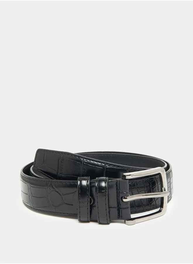 Styli Croc Texture Belt with Metal Buckle