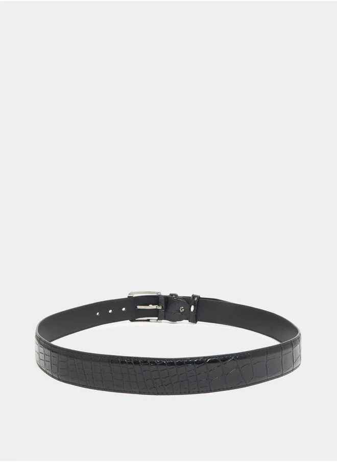 ستايلي Croc Texture Belt with Metal Buckle
