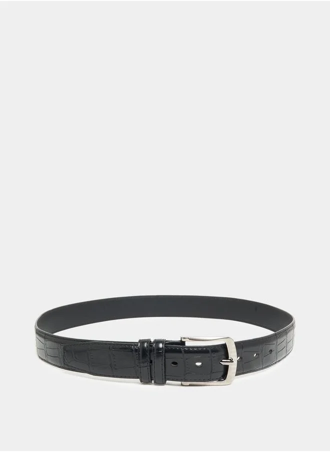 Styli Croc Texture Belt with Metal Buckle