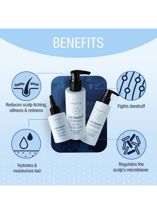 ARATA Anti Dandruff Defence Combo For Normal To Oily Hair; Antidandruff Essentials To Control Excess Oil And Dandruff; Relieves Itchy Scalp; 500 Ml; Set Of 3 - Image 4