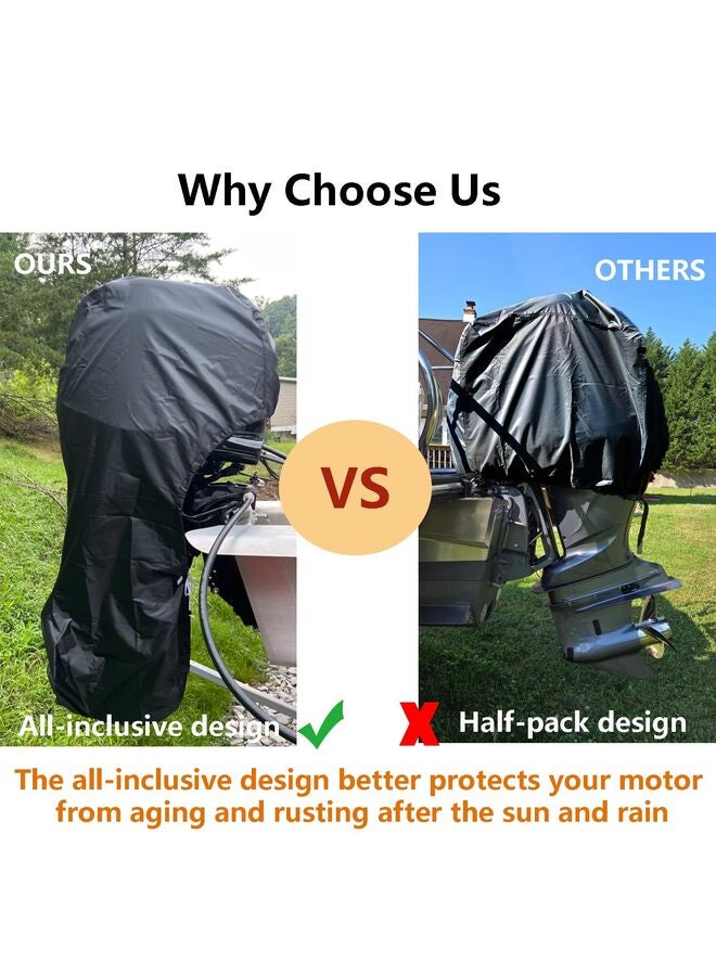 Generic 420D Outboard Motor Covers, Trailerable Full Boat Motor Cover Heavy Duty Oxford Fabric Outboard Engine Covers with Zipper, Fits 30-60HP Motor(30HP)  - Image 4