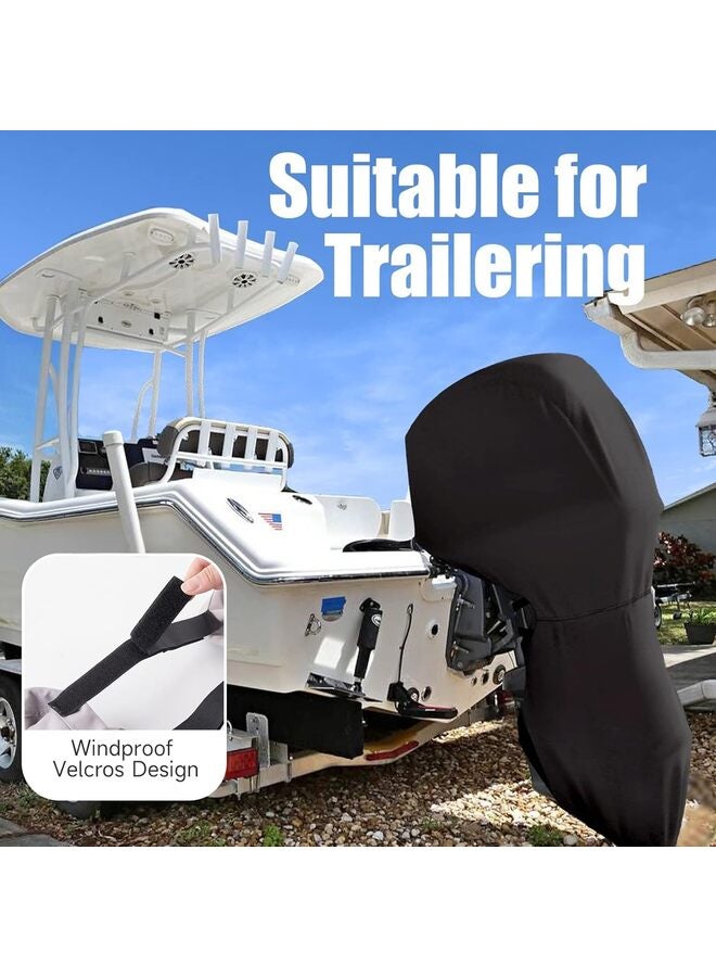 Generic 420D Outboard Motor Covers, Trailerable Full Boat Motor Cover Heavy Duty Oxford Fabric Outboard Engine Covers with Zipper, Fits 30-60HP Motor(30HP)  - Image 5