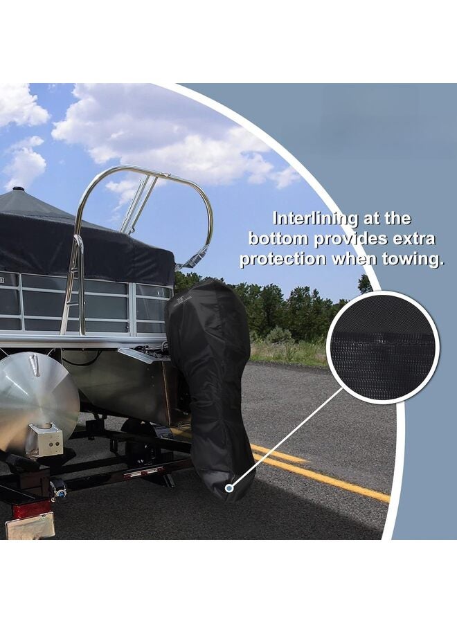 Generic 420D Outboard Motor Covers, Trailerable Full Boat Motor Cover Heavy Duty Oxford Fabric Outboard Engine Covers with Zipper, Fits 30-60HP Motor(30HP)  - Image 3