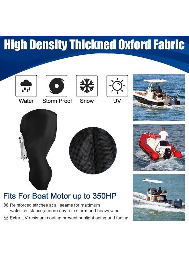 Generic 420D Outboard Motor Covers, Trailerable Full Boat Motor Cover Heavy Duty Oxford Fabric Outboard Engine Covers with Zipper, Fits 30-60HP Motor(30HP)  - Image 2