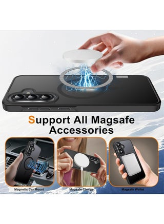 Samsung Galaxy A56 Case with HD Tempered Glass Screen Protector, [Fit for MagSafe] [Glass Screen Protector + Camera Lens Protector] Translucent Anti-Fingerprint (Black) - view 2