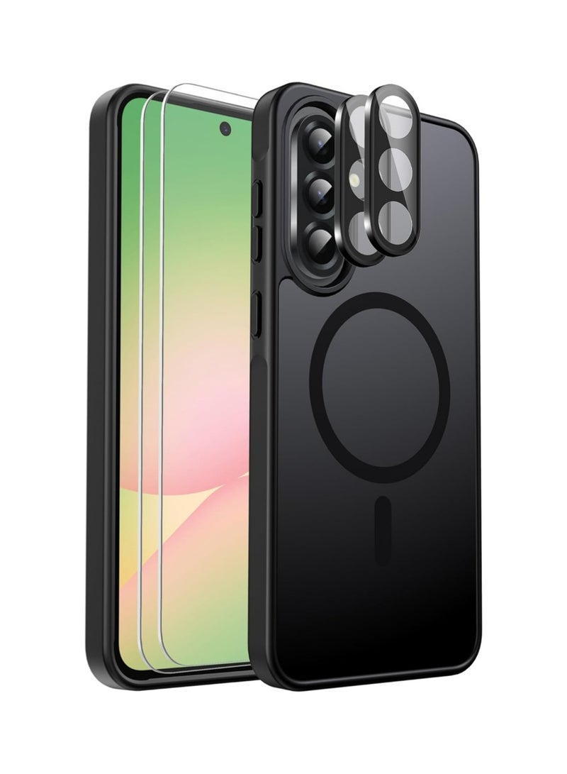 X-level Samsung Galaxy A56 Case with HD Tempered Glass Screen Protector, [Fit for MagSafe] [Glass Screen Protector + Camera Lens Protector] Translucent Anti-Fingerprint (Black) - Image 1