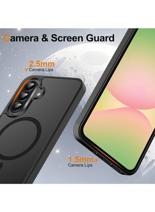 Samsung Galaxy A56 Case with HD Tempered Glass Screen Protector, [Fit for MagSafe] [Glass Screen Protector + Camera Lens Protector] Translucent Anti-Fingerprint (Black) - view 4