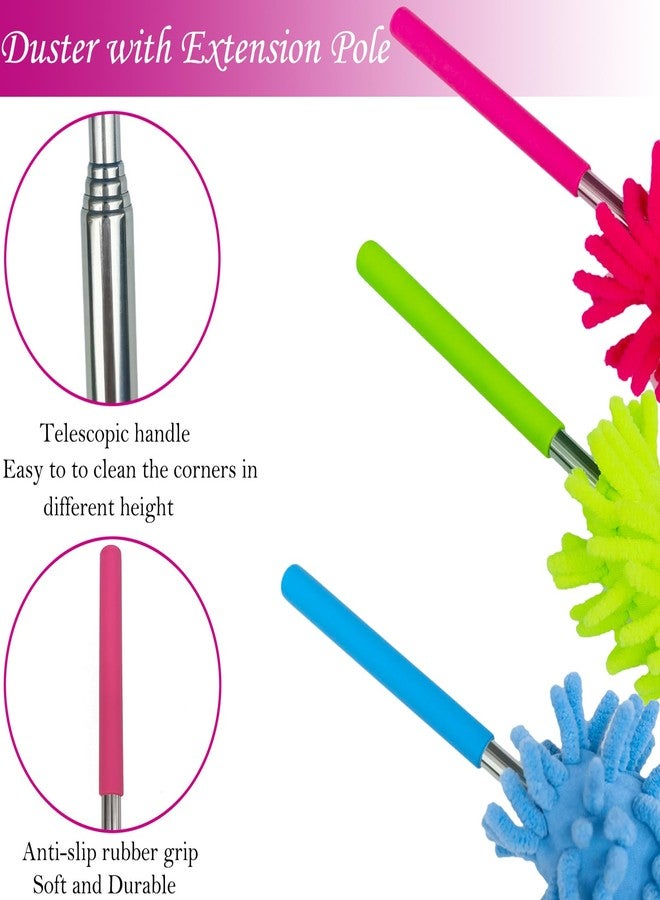 M-Jump 3 Pack Retractable Long-Reach Washable Duster for Cleaning, Microfiber Hand Duster Brush with Telescoping Pole for Cleaning Car, Window, Furniture, Office - Image 4