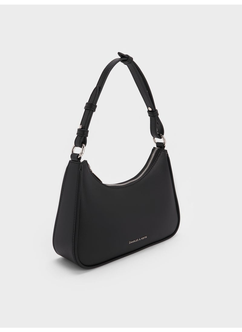 Charles & Keith CHARLES & KEITH Lane Chain-Link Shoulder Bag & Crossbody Bag for Women - Black  - Image 3