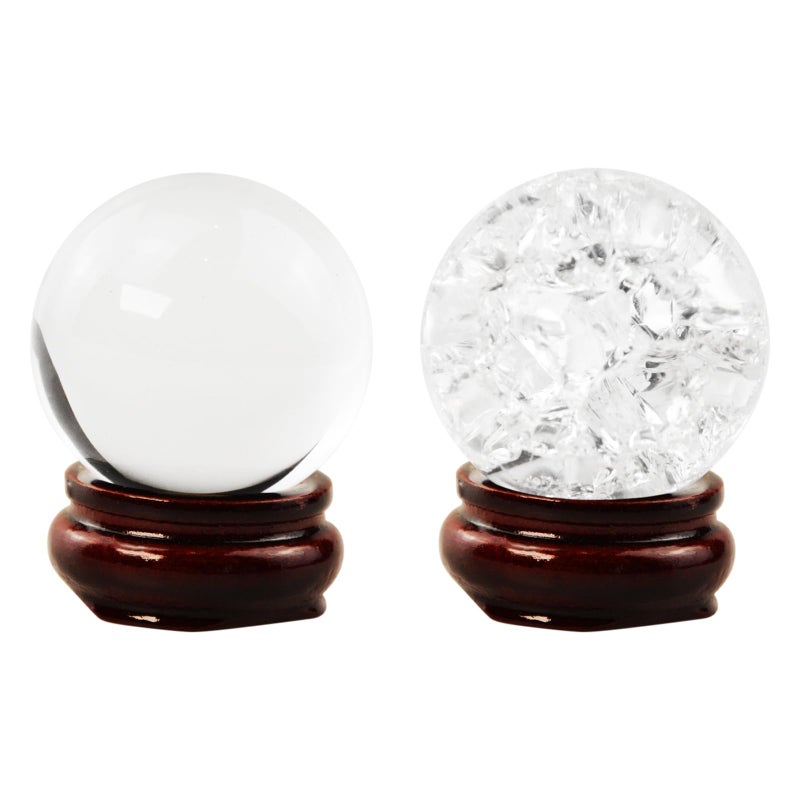 2 Pairs Crystal Ball with Stand 40mm Clear Ice Crack Crystal Ball and Crystal Sphere Healing Crystal Ball Sparkling Clear Crystal Ball for MagicPhotographyFengShuiWitchy Giftsand Halloween Dcor