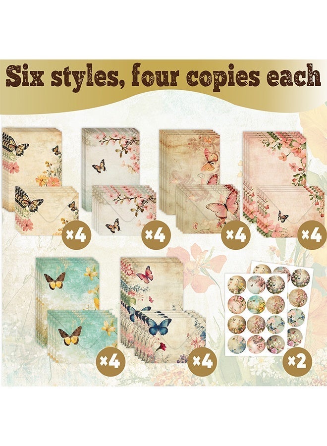 كوانتوم 72 ورق قرطاسية وأظرف مجموعة، 24 ورقة كتابة 24 ظرف متطابق 24 ملصق مستدير، طقم ورق ثابت لطيف - Image 3