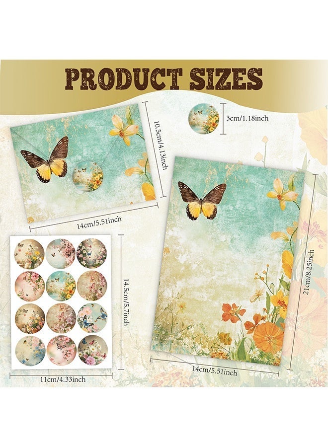 كوانتوم 72 ورق قرطاسية وأظرف مجموعة، 24 ورقة كتابة 24 ظرف متطابق 24 ملصق مستدير، طقم ورق ثابت لطيف - Image 2