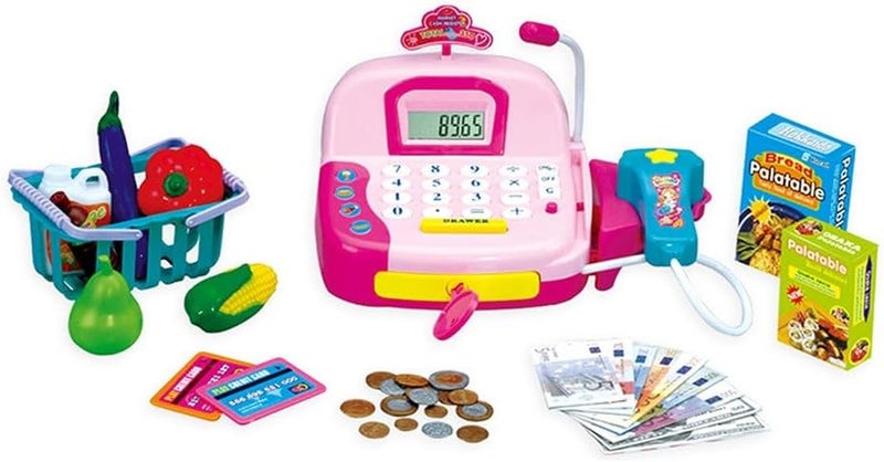 The Cash Register With Calculator-Music-Lighting-Microphone 42X17.5X20 Light Pink