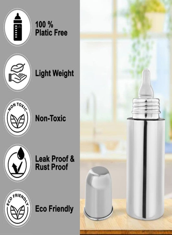 LASERBOT Stainless Steel Baby Feeding Milk Bottle, Milk Feeding, Water Feeding (Pack of 1, 250 ml.) - Image 5